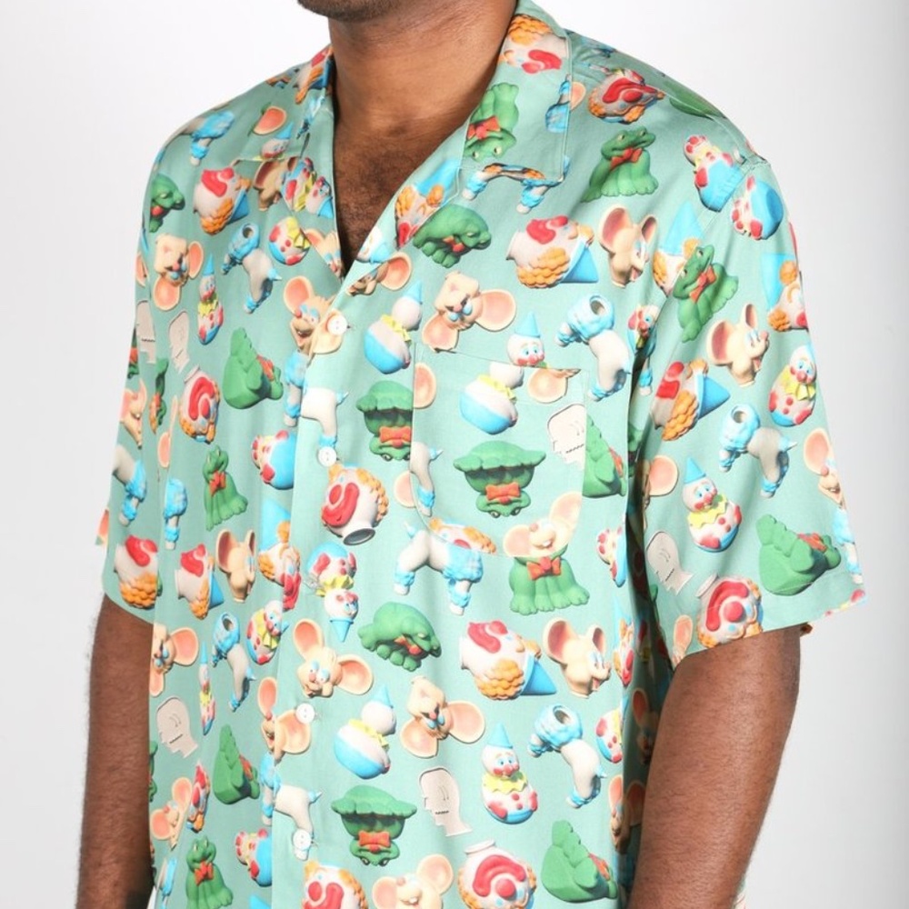 Brain Dead Men's Size M Seafoam  Green Steve Smith 3D Toy Box Button Down Shirt